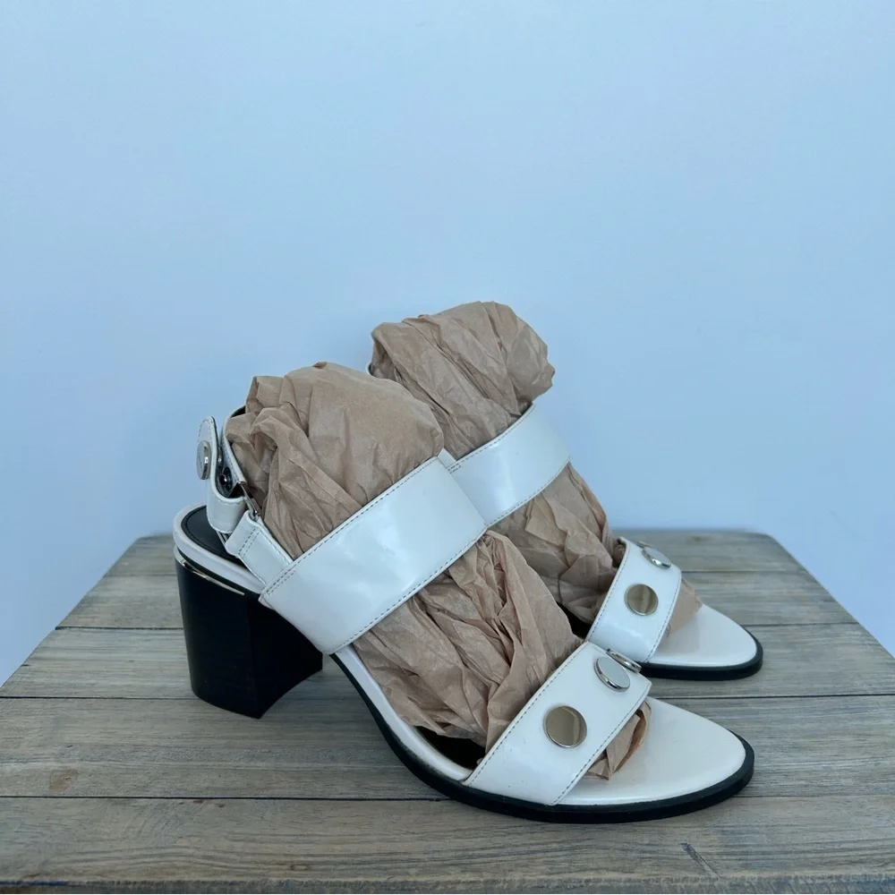 White Calvin Klein Block Heel Sandal Heels - Picture 2 of 10